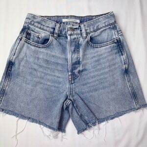 Pacsun Denim Jean Shorts Size 24 High Waisted‎ Light Wash Frayed Hem Casual